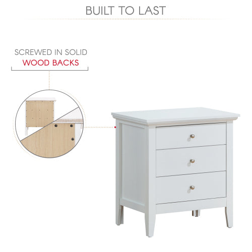 Elegant White Casual Nightstand