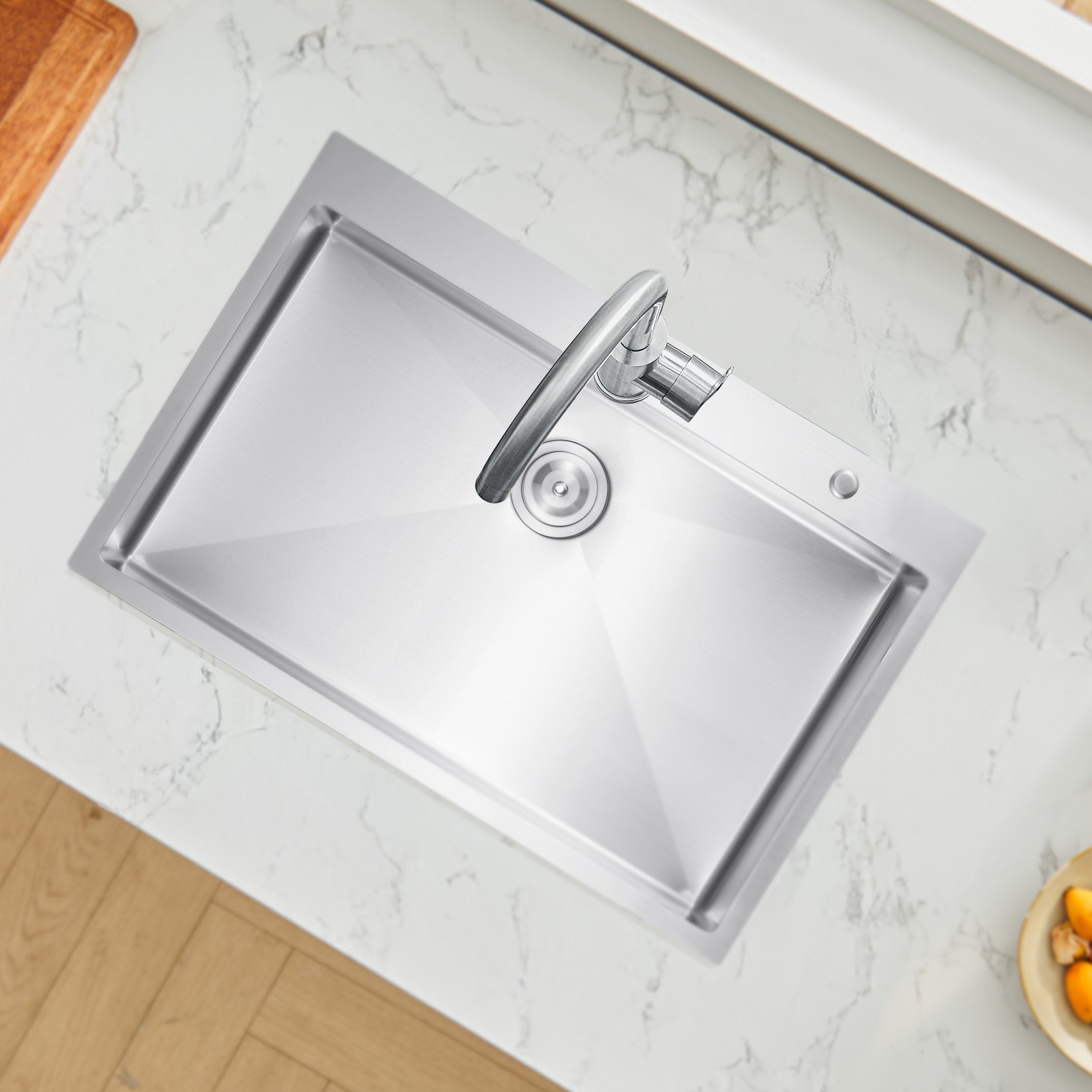 33” Kitchen Sink Top Mount Single Bowl Drop-In Basin Stainless Steel Bar