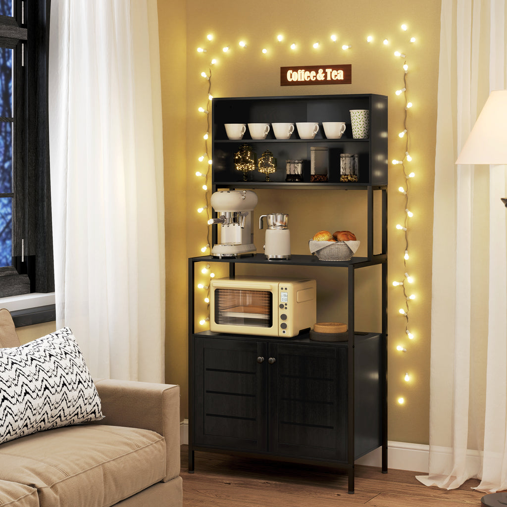 Baker's Rack with Power Outlet and Storage Shelves