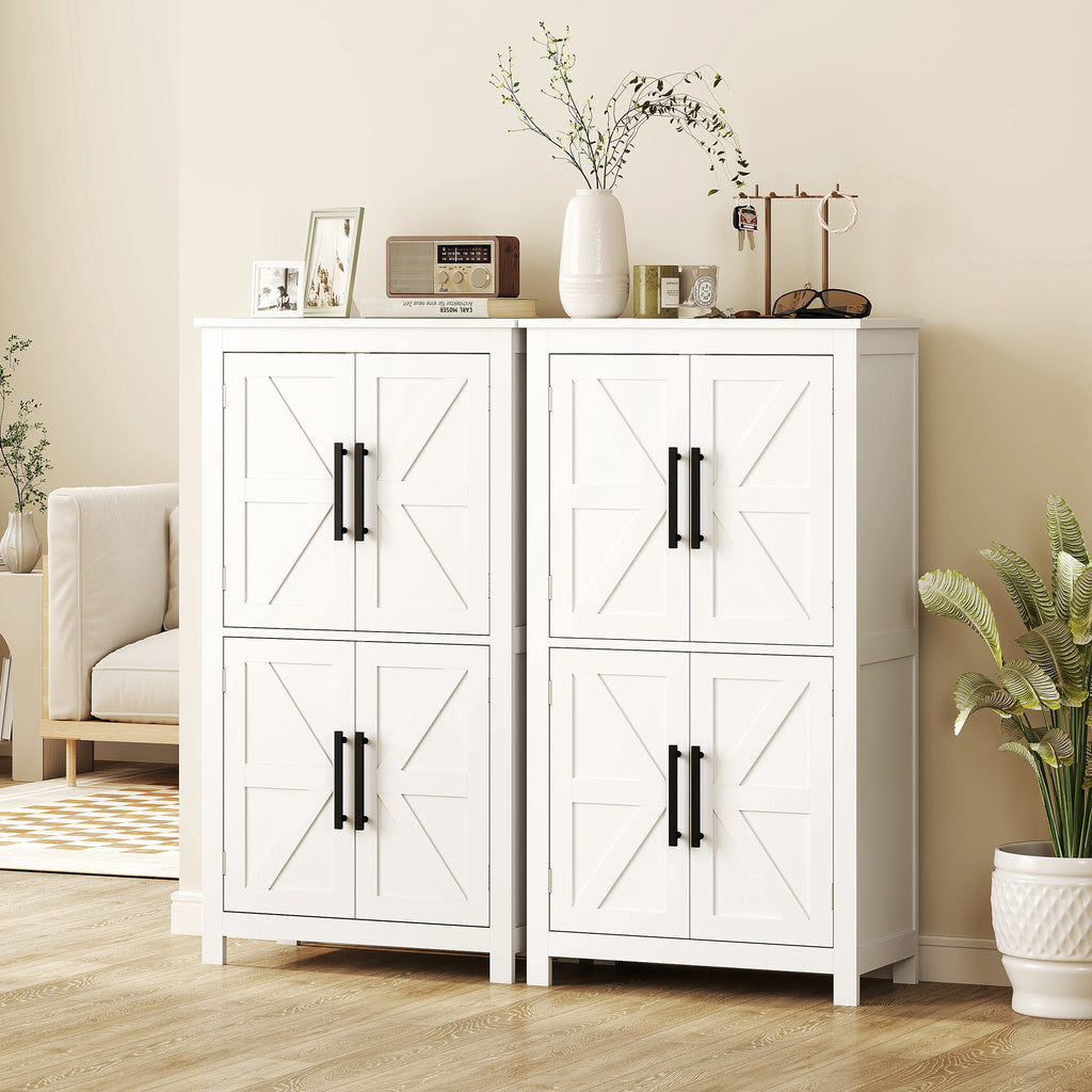 Farmhouse Bathroom Cabinet with 4 Doors and Adjustable Shelf