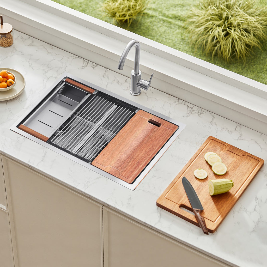 33” Kitchen Sink Undermount Double Bowl Drop-In Basin Stainless Steel Bar