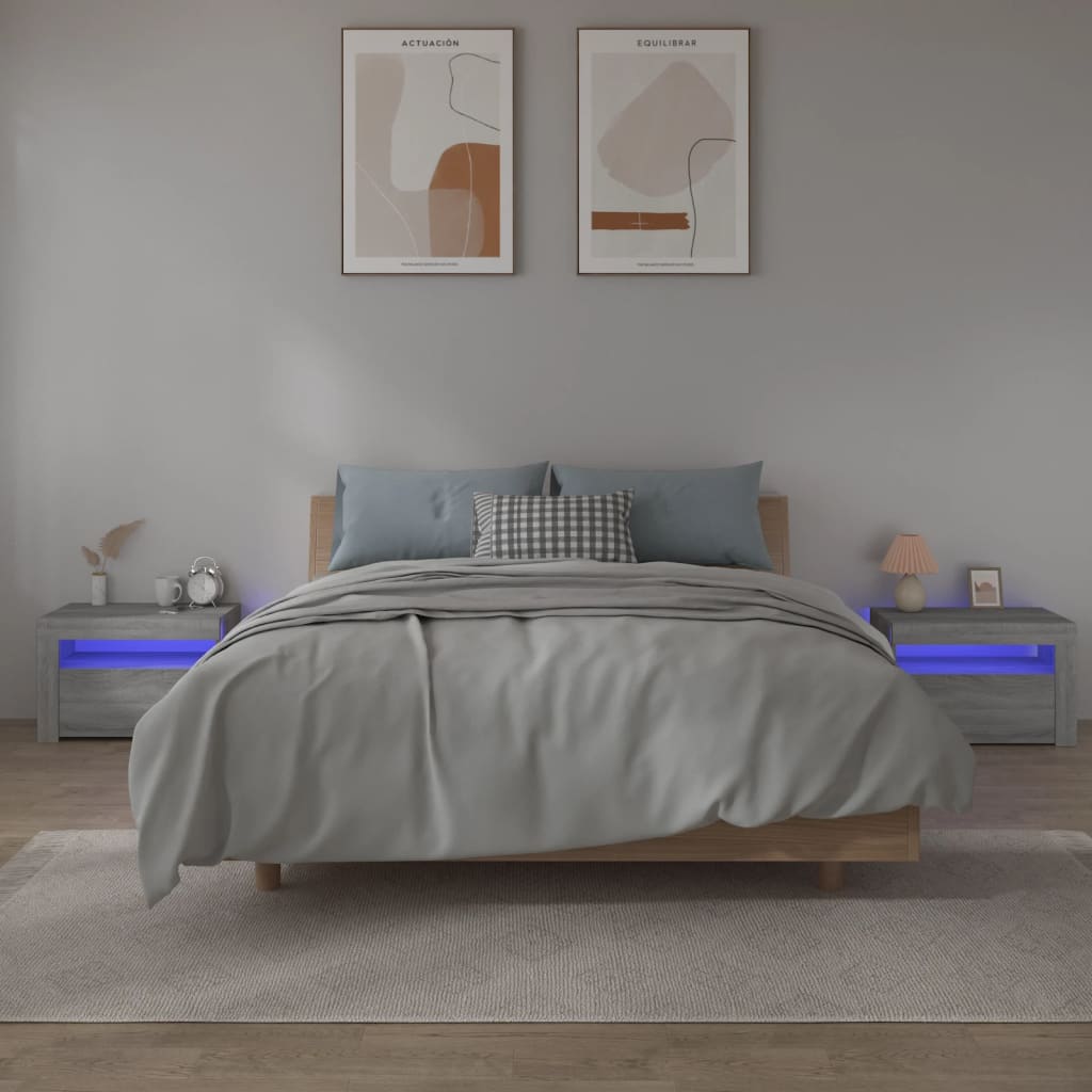 bedside tables, 2 pieces, with 60 LEDs