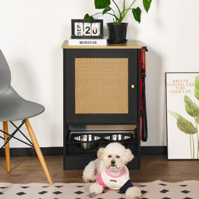 Storage Cabinets, Pet Feeding Station With 2 Elevated Dog Bowls