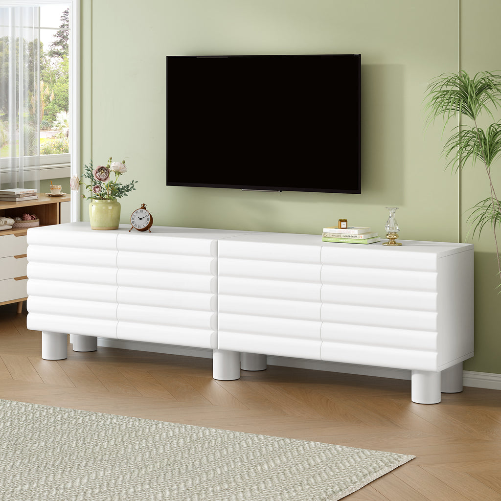 TV Cabinet With Adjustable Shelves, Cream Style TV Stand With 4 Cabinets For TVs Up To 75”