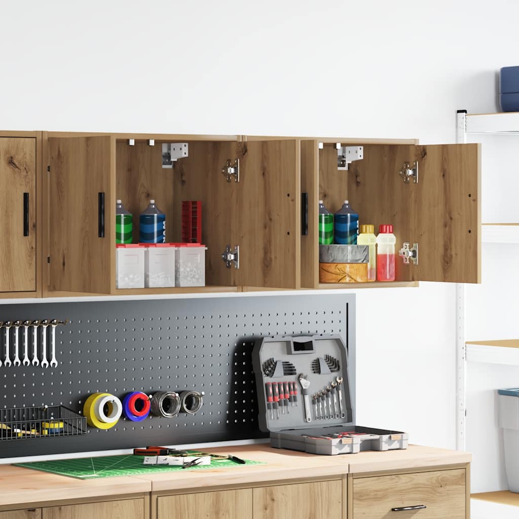 Garage Wall Cabinets, 2 pcs., Wood-based material