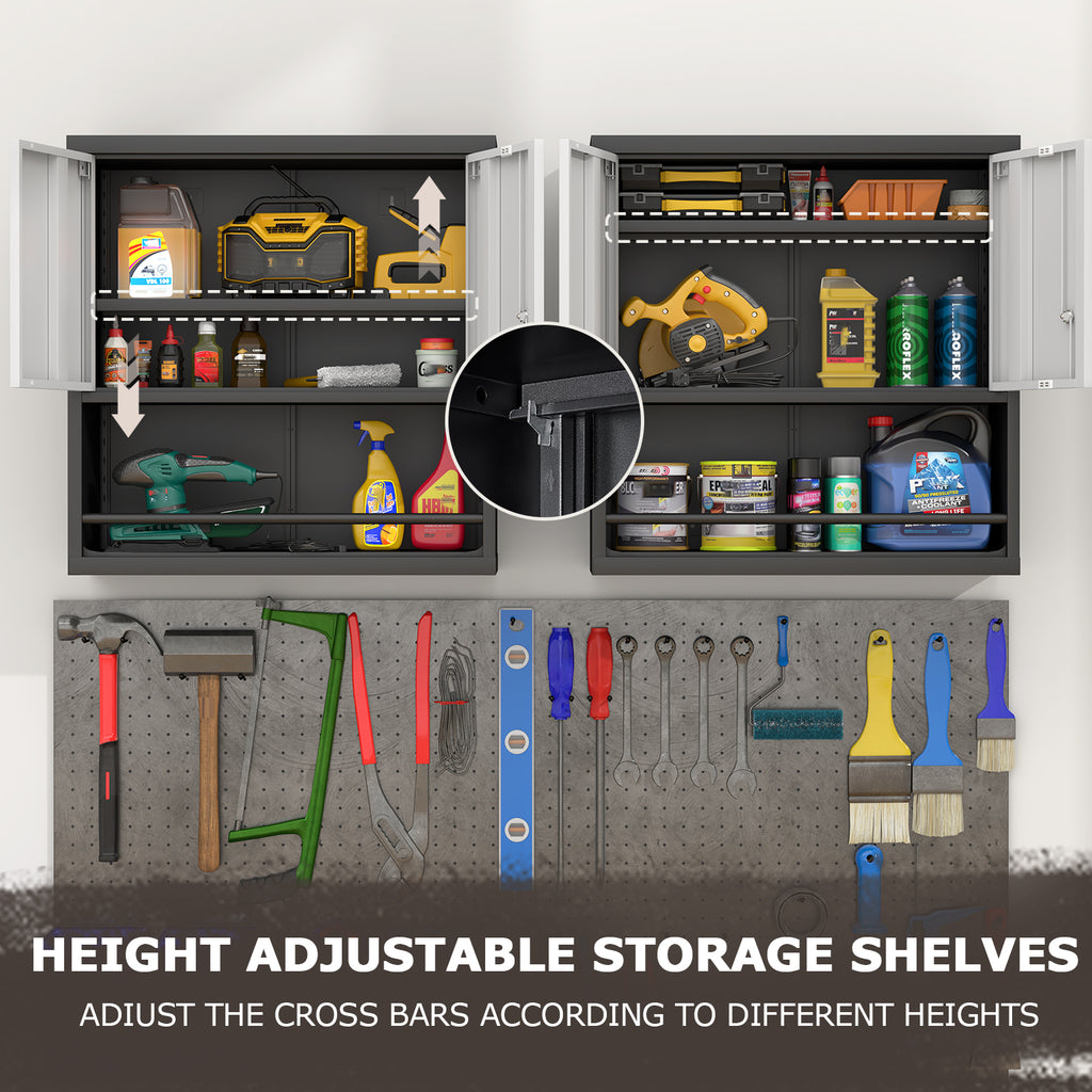 Metal Adjustable 2 Doors Metal Storage Cabinet Kitchen Pantry Cabinet With Adjustable Shelves