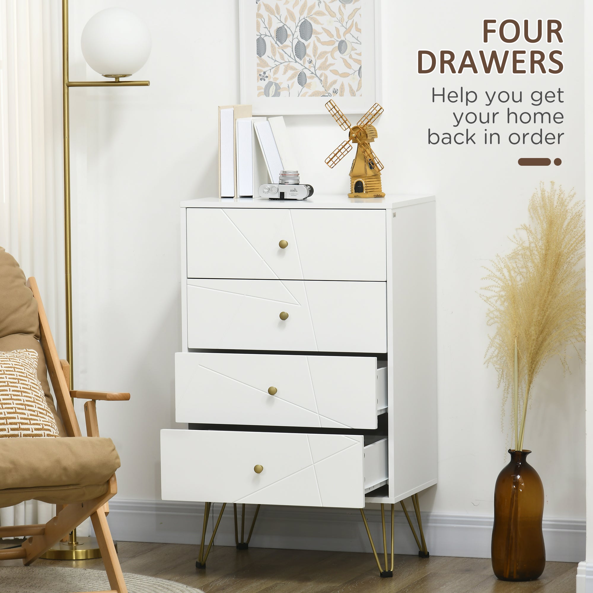 Tall Chest Of Drawers, 4-Drawer Dresser