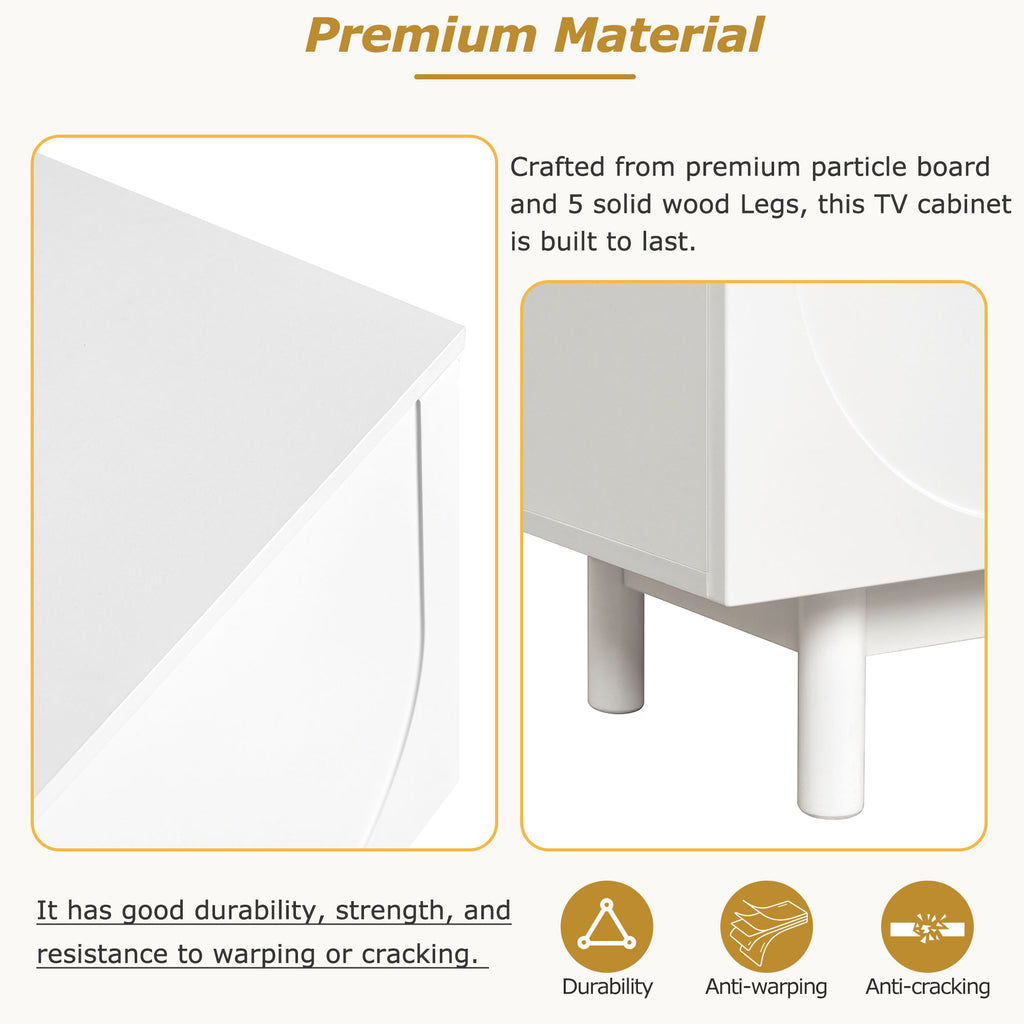 TV Stand With Arch Cabinets For TVs Up To 78'', Minimalist Entertainment Center