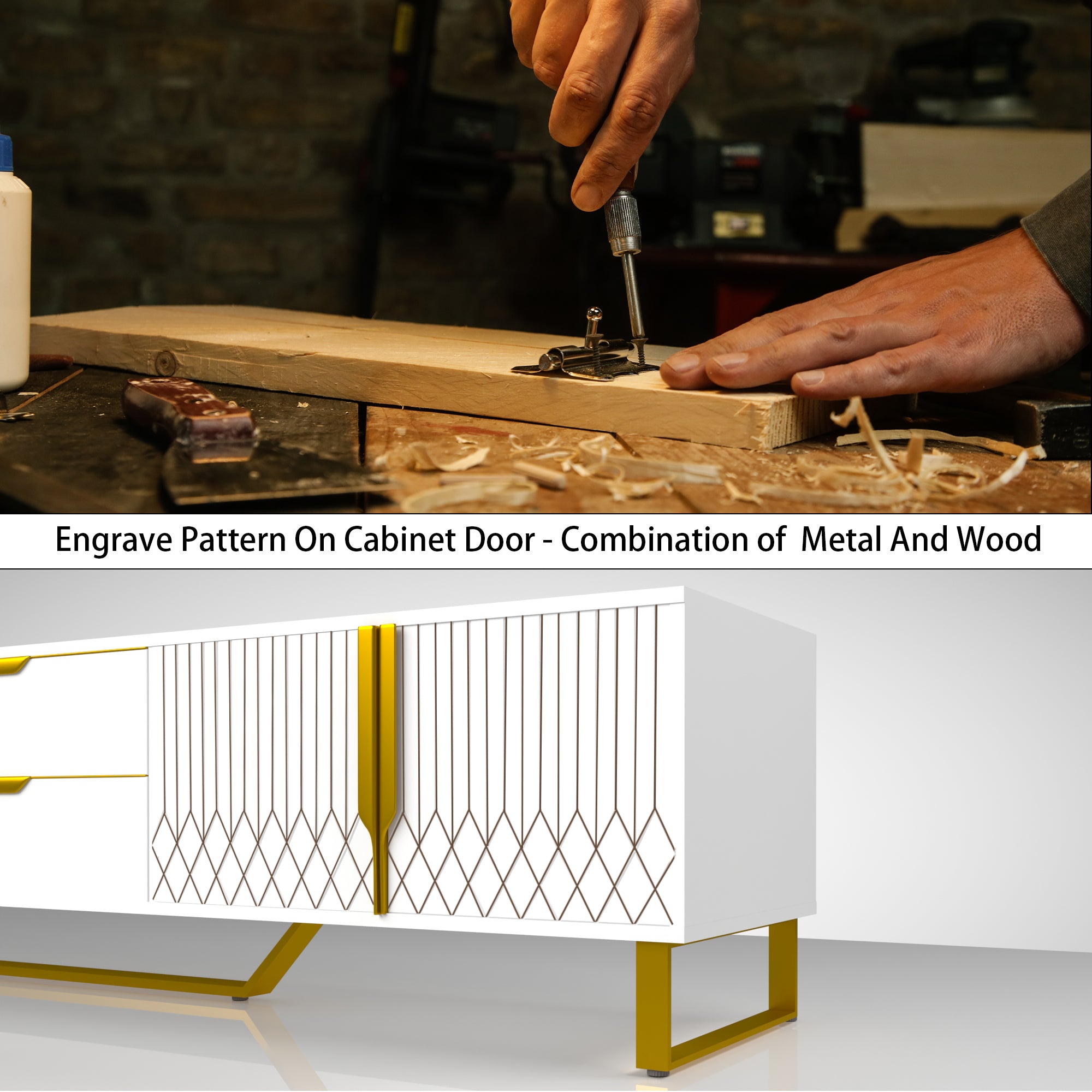 TV Console With Storage Cabinets