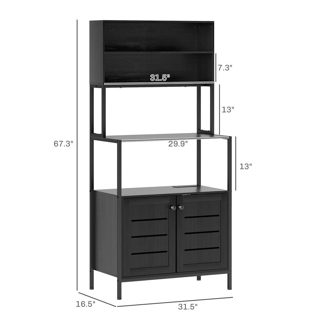 Baker's Rack with Power Outlet and Storage Shelves
