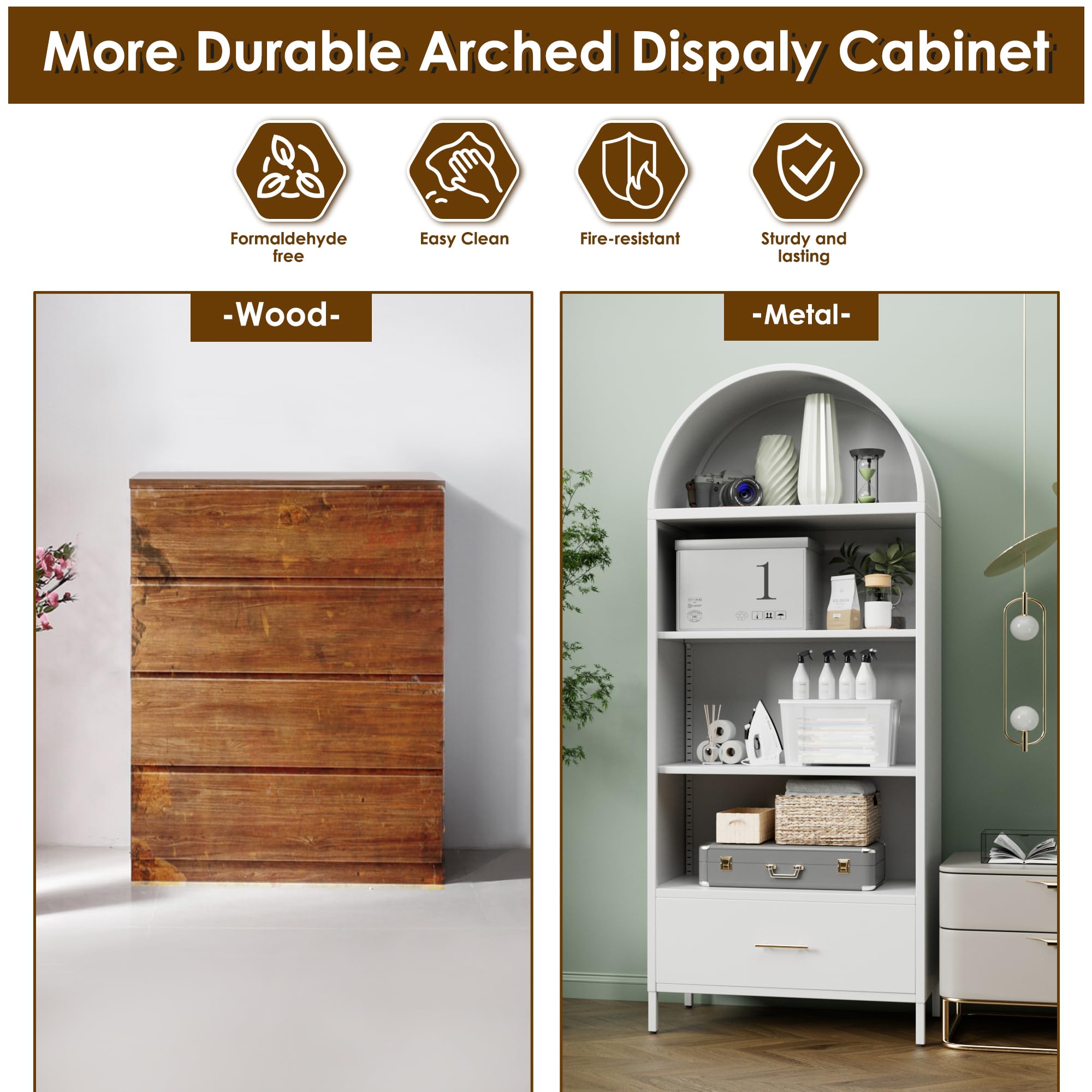 Metal Arched Bookshelf Cabinets