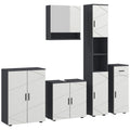 Kleankin 5-Piece Bathroom Furniture Set, Bathroom Storage Cabinet With Doors And Shelves