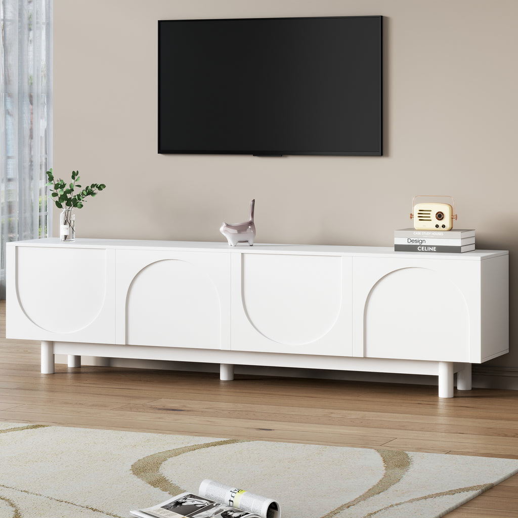 TV Stand With Arch Cabinets For TVs Up To 78'', Minimalist Entertainment Center