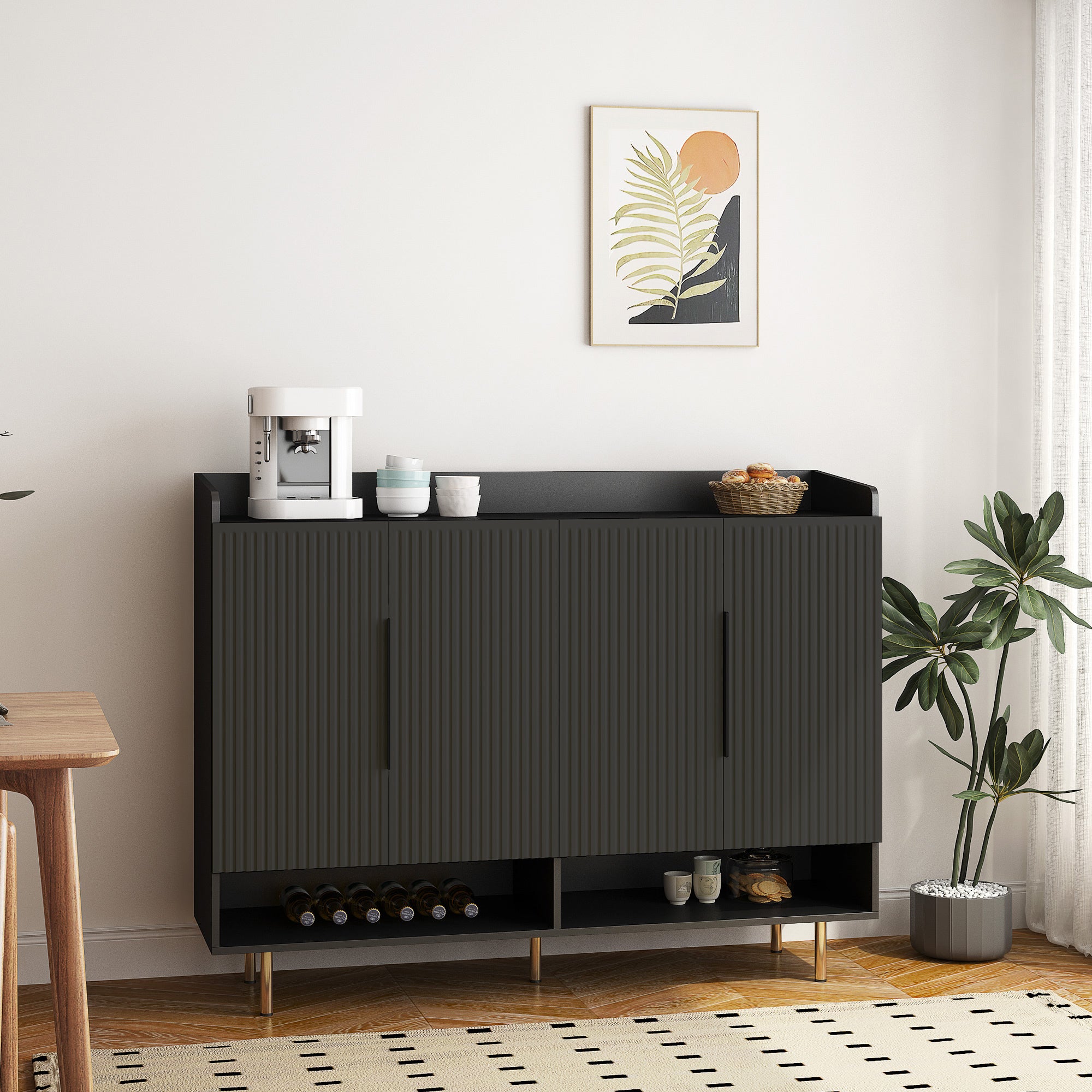 Sideboard,Shoe Cabinet With 4 Doors Large Modern Shoe Storage Organizer