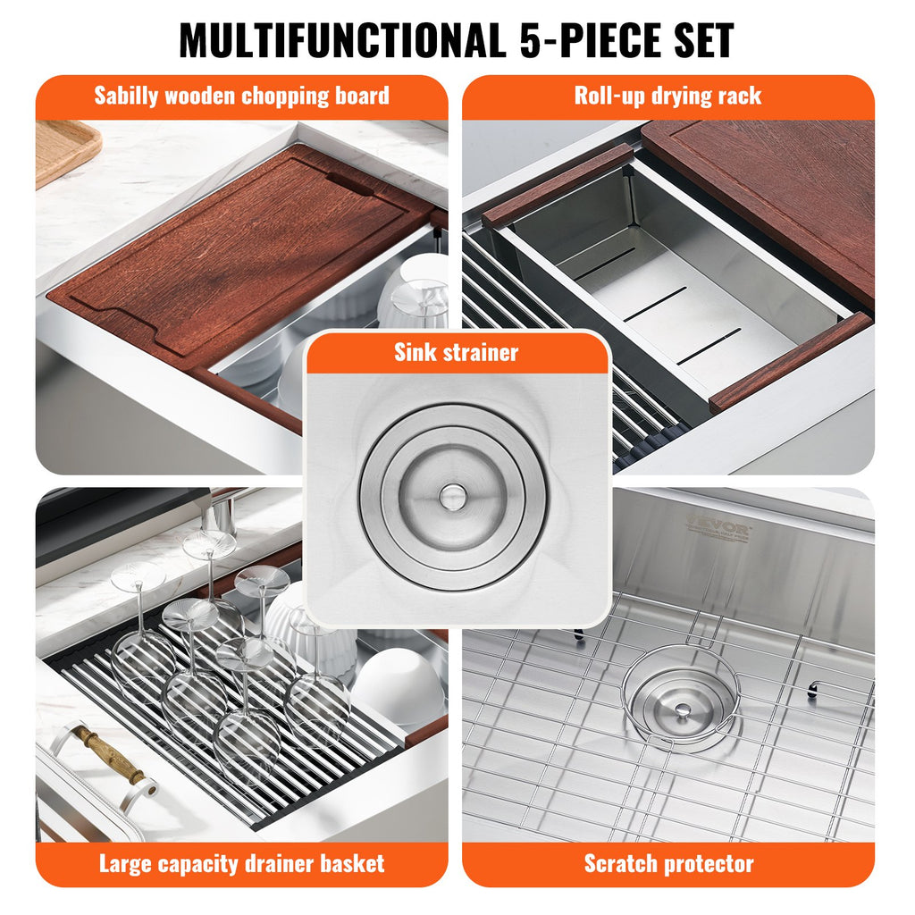 Kitchen Sink, 304 Stainless Steel Drop-33”