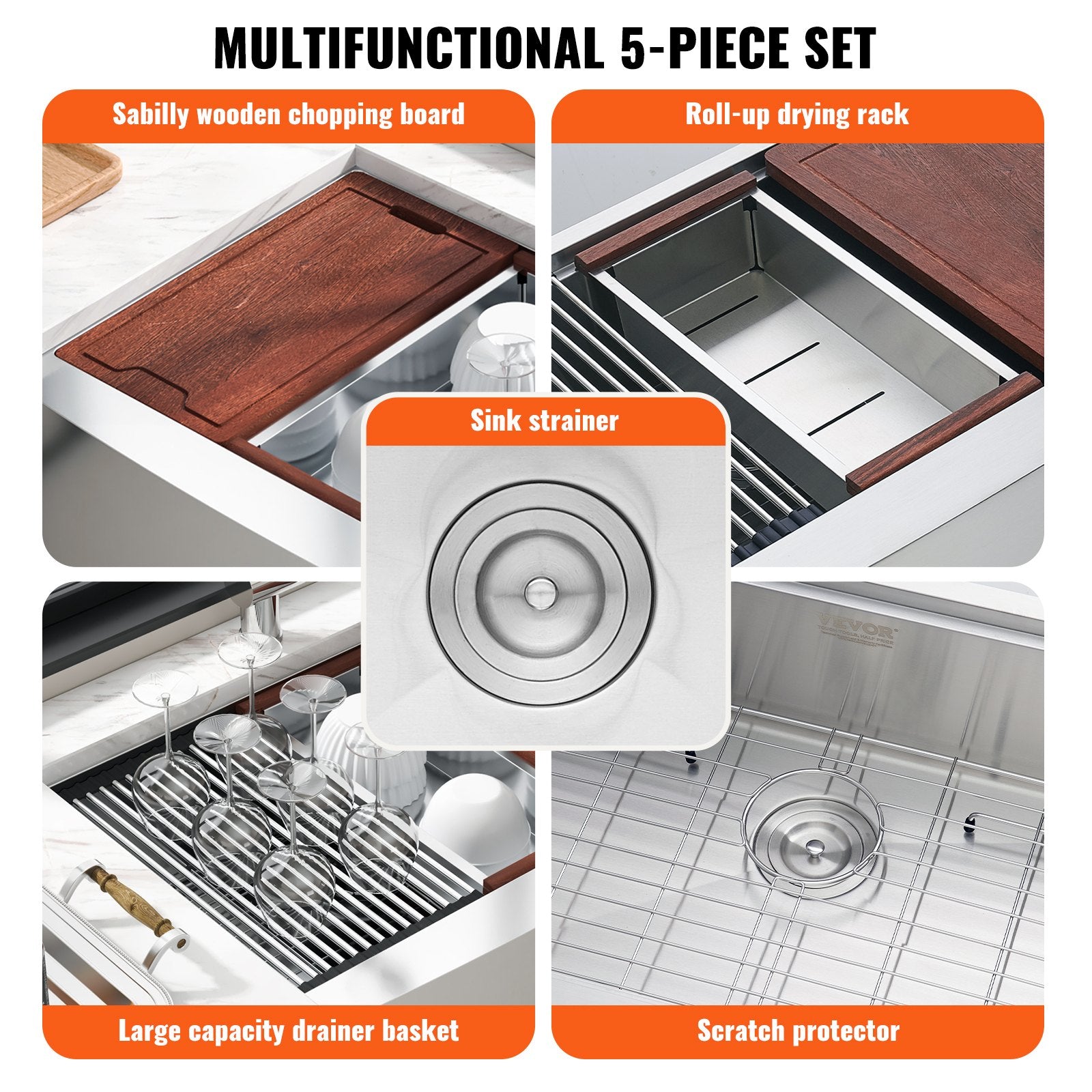 Kitchen Sink, 304 Stainless Steel Drop-33”