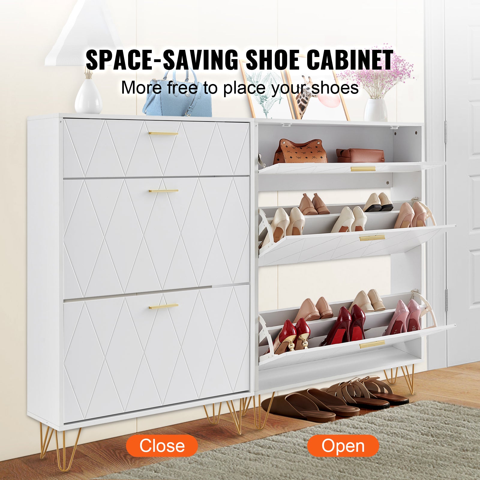 Shoe Cabinet With 3 Flip Drawers, Shoe storage