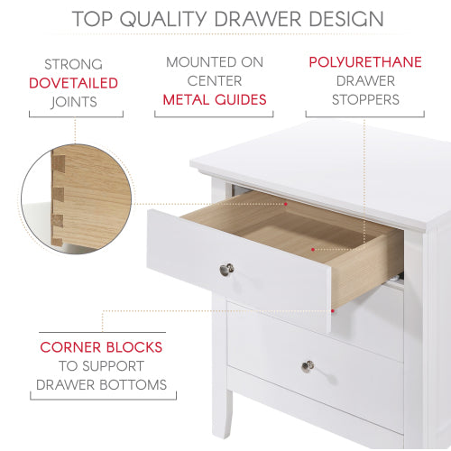 Elegant White Casual Nightstand