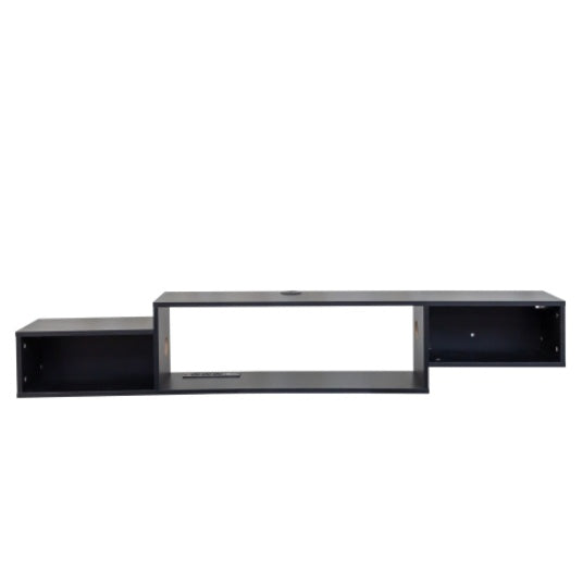 65” Wall Mounted Floating TV Stand With 20 Color LEDs And Charging Station