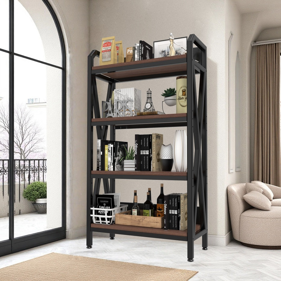 Rack 4-Level Storage Shelves Metal And Wooden Kitchen Shelves